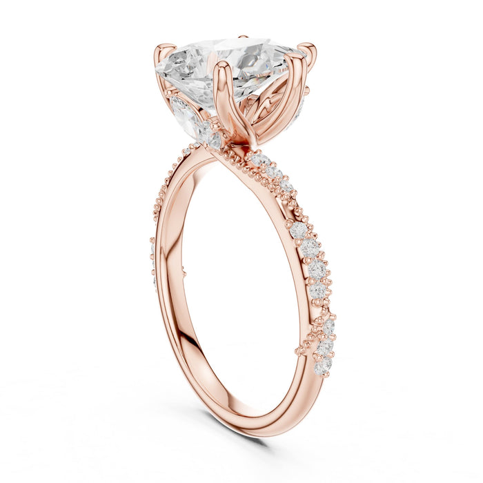 Pear Lab Grown Diamond Pave Engagement Ring yellow gold video