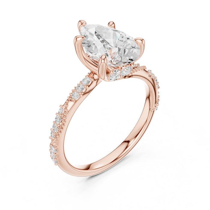Pear Lab Grown Diamond Pave Engagement Ring rose gold video