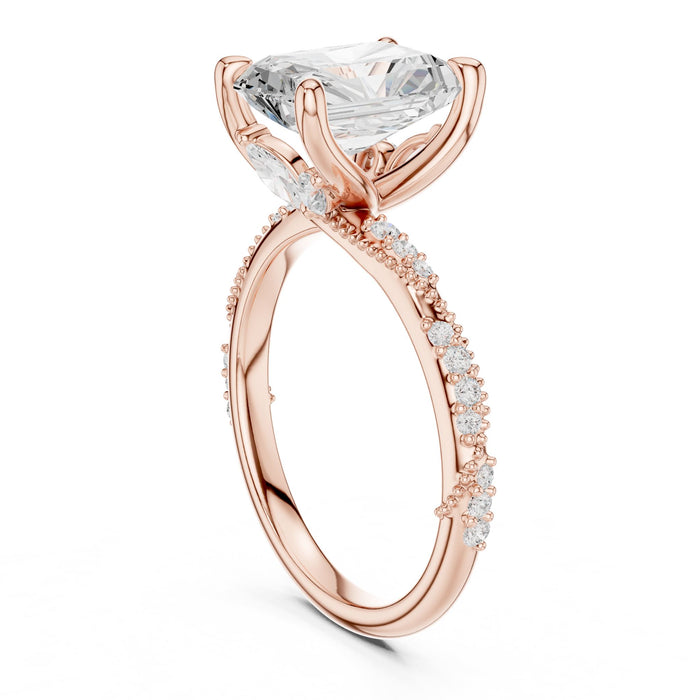 Radiant Lab Grown Diamond Side-Stone Engagement Ring yellow gold video