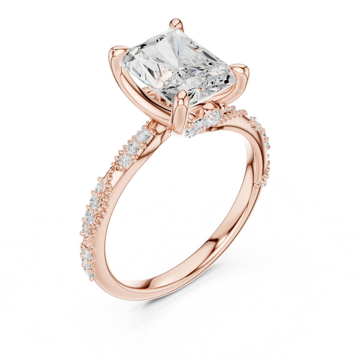 Radiant Lab Grown Diamond Side-Stone Engagement Ring rose gold video