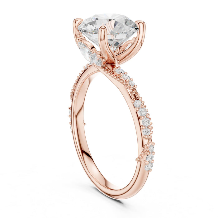 Round Lab Grown Diamond Side-Stone Engagement Ring yellow gold video