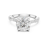 Round Lab Grown Diamond Side-Stone Engagement Ring