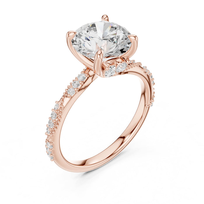 Round Lab Grown Diamond Side-Stone Engagement Ring rose gold video