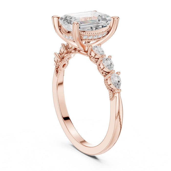 Emerald Lab Grown Diamond Side-Stone Engagement Ring yellow gold video