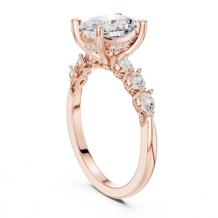 Oval  Lab Grown Diamond Side-Stone Engagement Ring yellow gold video