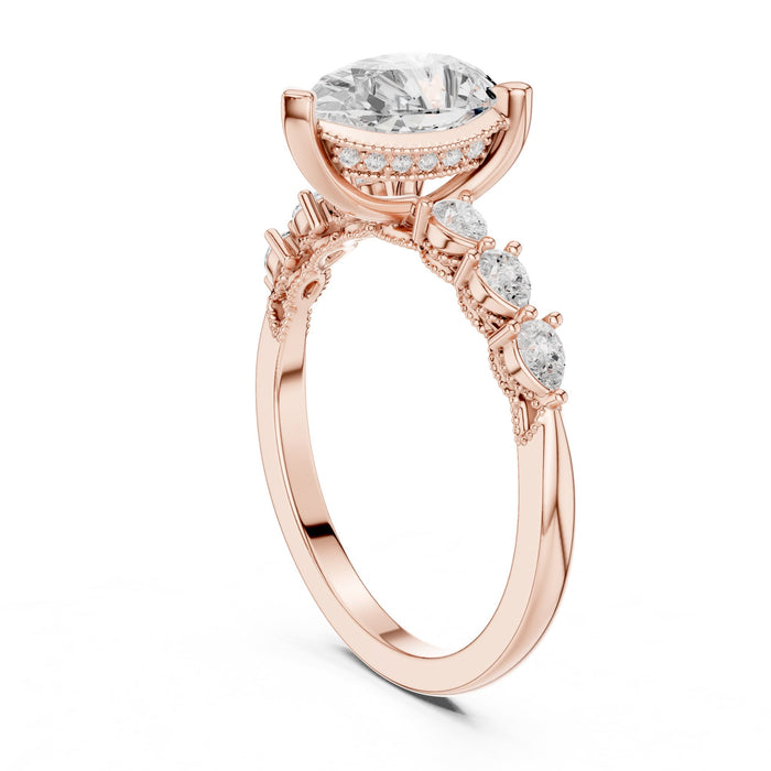 Pear Lab Grown Diamond Side-Stone Engagement Ring yellow gold video
