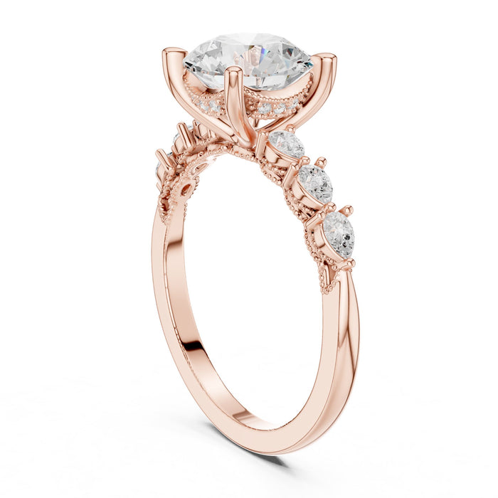 Round Lab Grown Diamond Side-Stone Engagement Ring yellow gold video