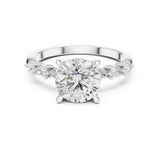Round Lab Grown Diamond Side-Stone Engagement Ring
