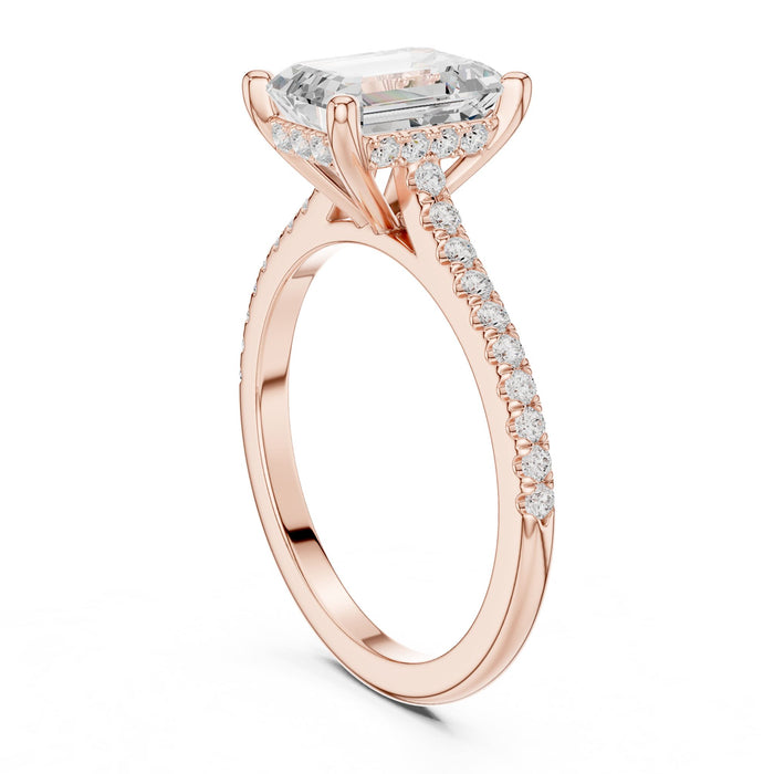 Emerald Lab Grown Diamond Pave Engagement Ring yellow gold video