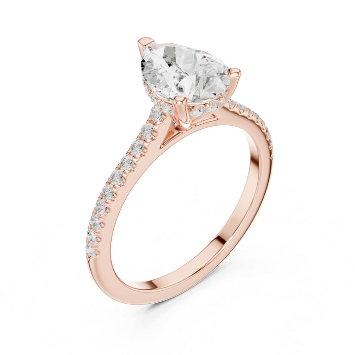 Pear Lab Grown Diamond Pave Engagement Ring rose gold video