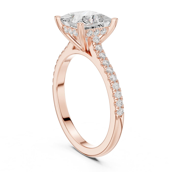 Princess Lab Grown Diamond Pave Engagement Ring yellow gold video