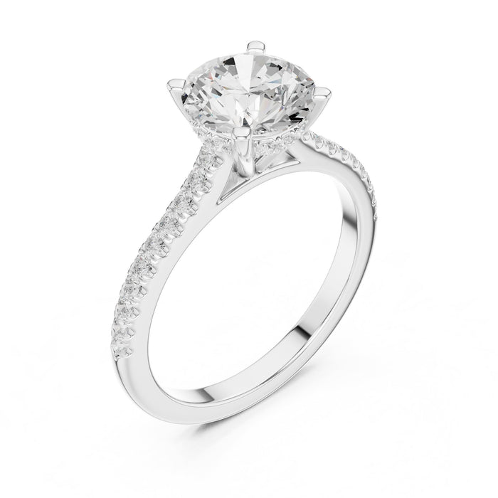 Round Lab Grown Diamond Pave Engagement Ring yellow gold video