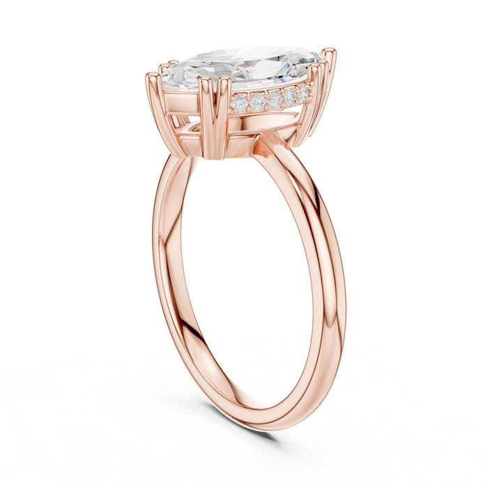Marquise Lab Grown Diamond Side-Stone Engagement Ring yellow gold video