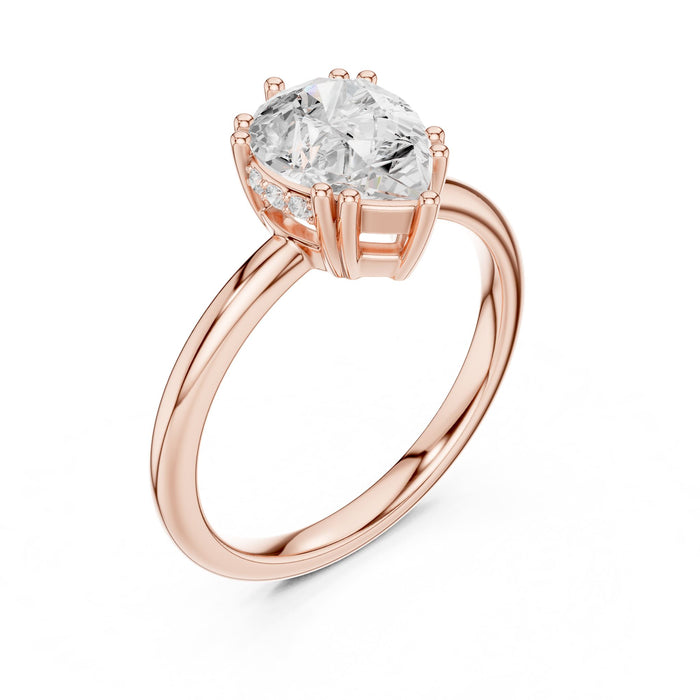 Pear Lab Grown Diamond Hidden-Halo Engagement Ring rose gold video