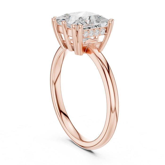 Princess Lab Grown Diamond Hidden-Halo Engagement Ring yellow gold video