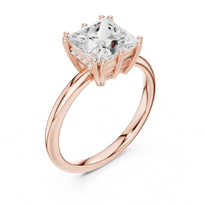 Princess Lab Grown Diamond Hidden-Halo Engagement Ring rose gold video
