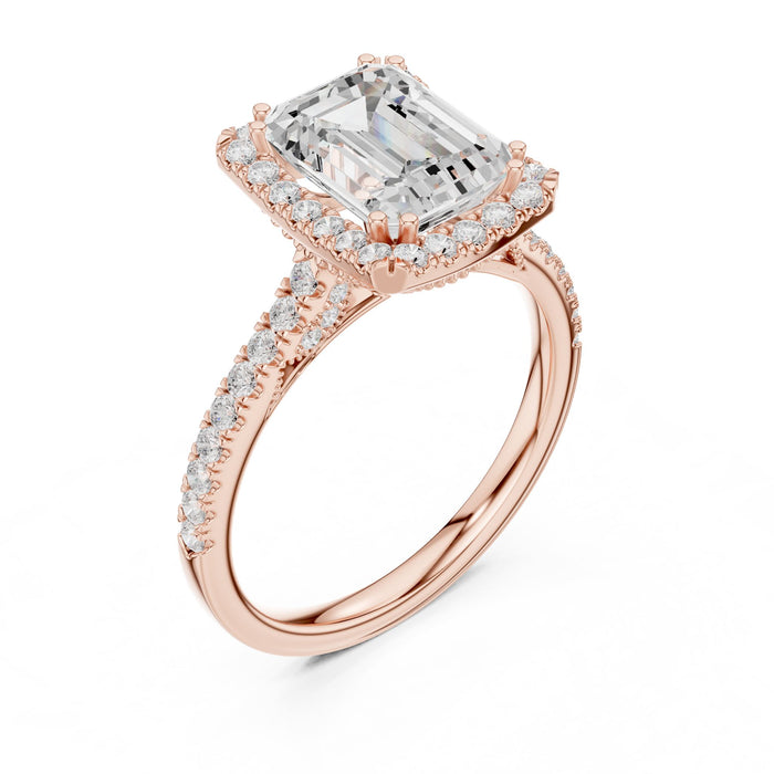Emerald Lab Grown Diamond Halo Engagement Ring rose gold video