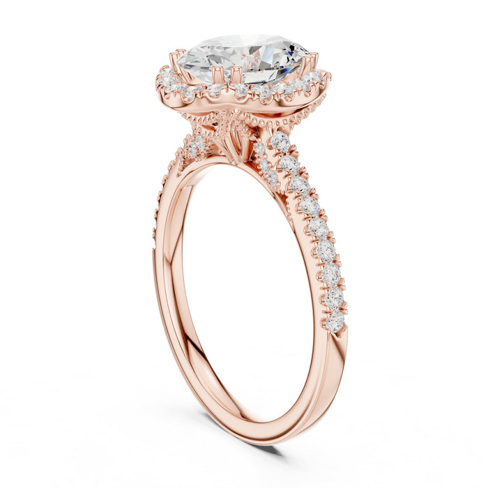 Oval Lab Grown Diamond Halo Engagement Ring yellow gold video