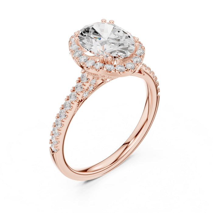 Oval Lab Grown Diamond Halo Engagement Ring rose gold video