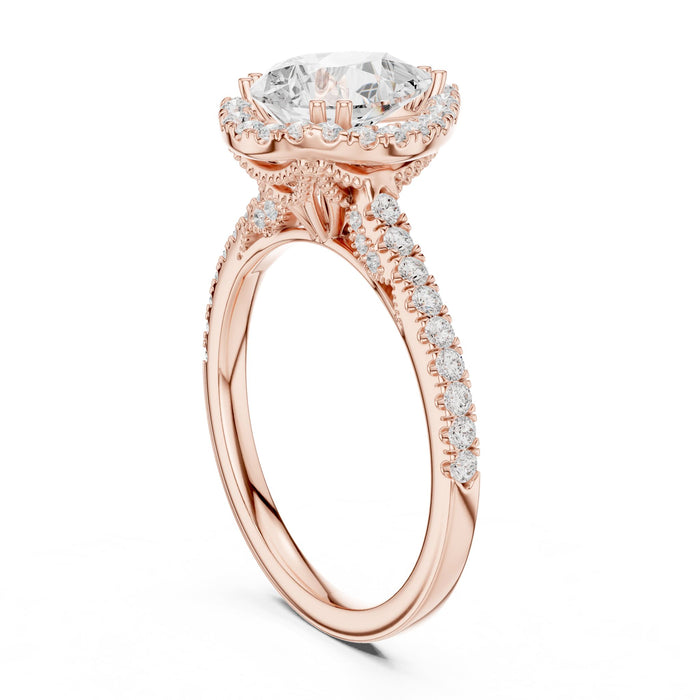 Pear Lab Grown Diamond Halo Engagement Ring yellow gold video