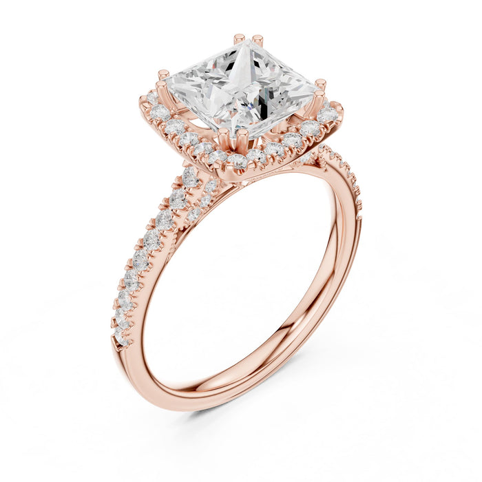 Princess Lab Grown Diamond Halo Engagement Ring rose gold video