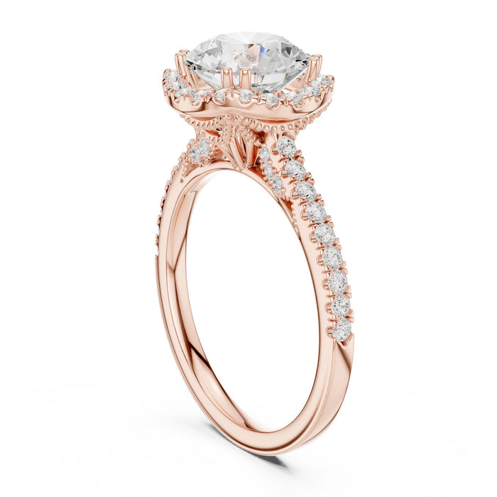 Round Lab Grown Diamond Halo Engagement Ring yellow gold video