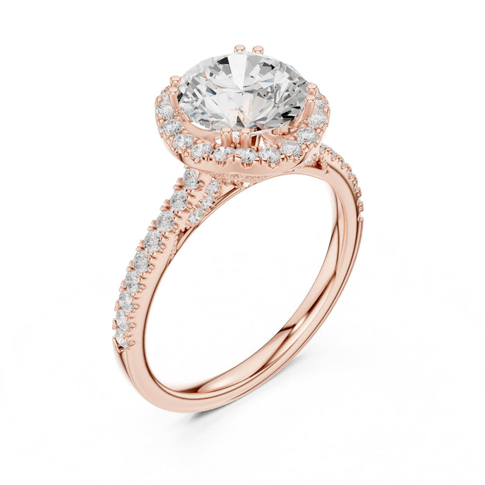 Round Lab Grown Diamond Halo Engagement Ring rose gold video