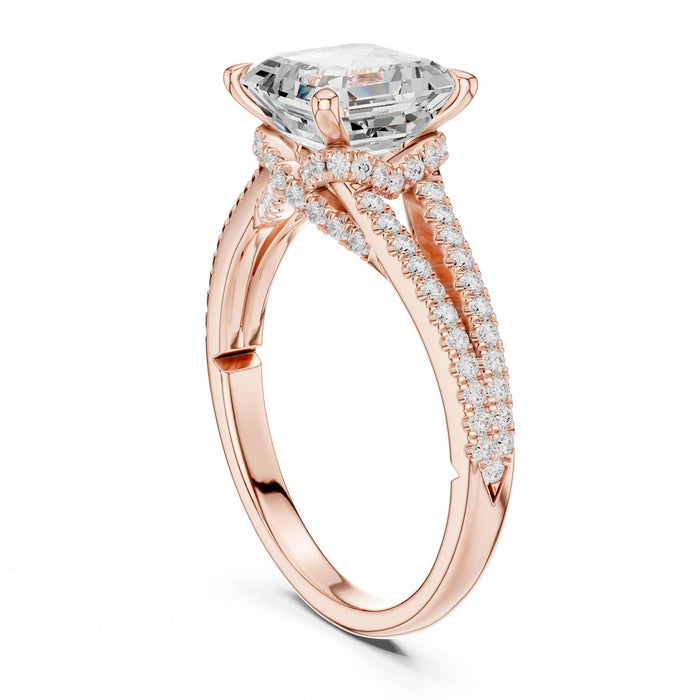 Princess Lab Grown Diamond Split-Shank Engagement Ring yellow gold video