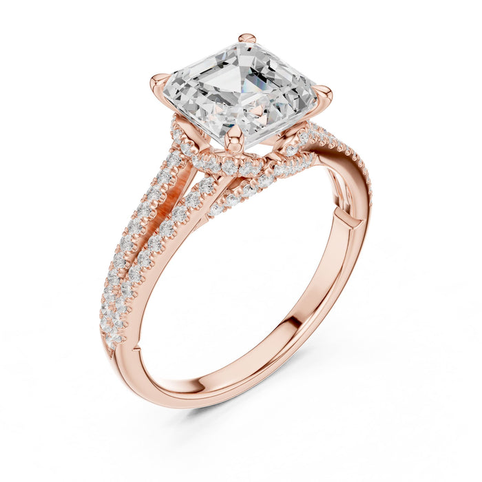 Princess Lab Grown Diamond Split-Shank Engagement Ring rose gold video