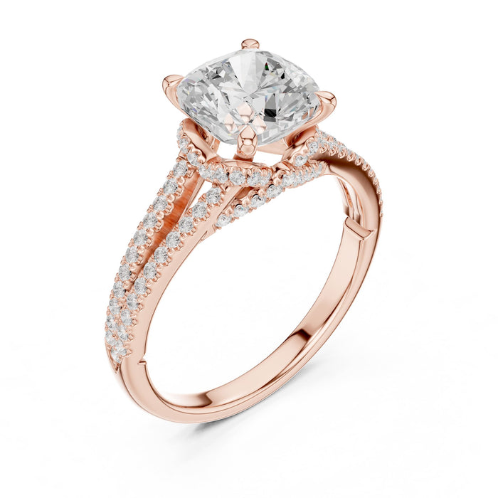 Cushion Lab Grown Diamond Split-Shank Engagement Ring rose gold video