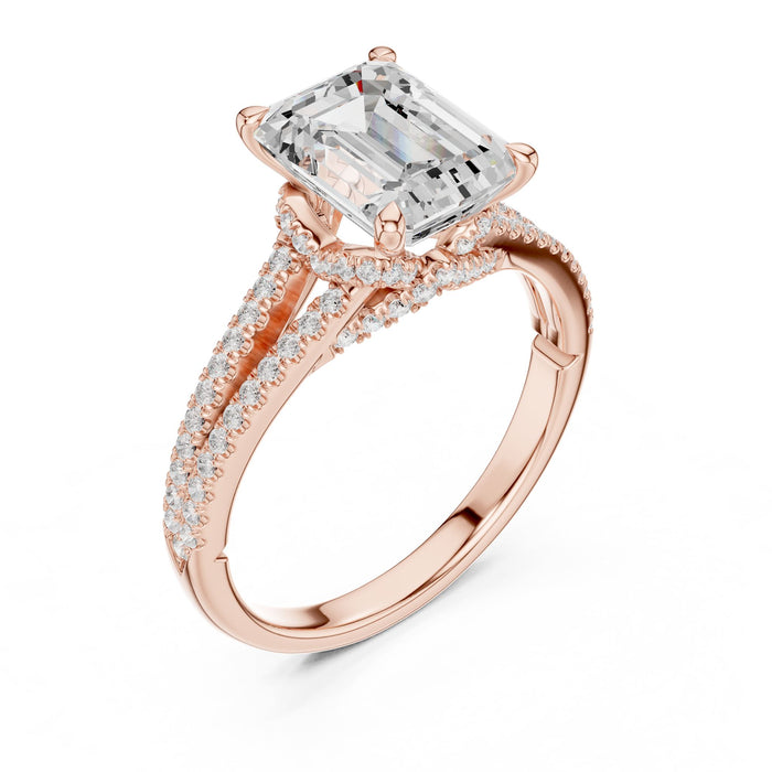 Emerald Lab Grown Diamond Split-Shank Engagement Ring rose gold video