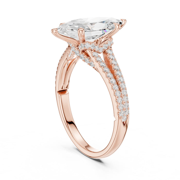 Marquise Lab Grown Diamond Split-Shank Engagement Ring yellow gold video