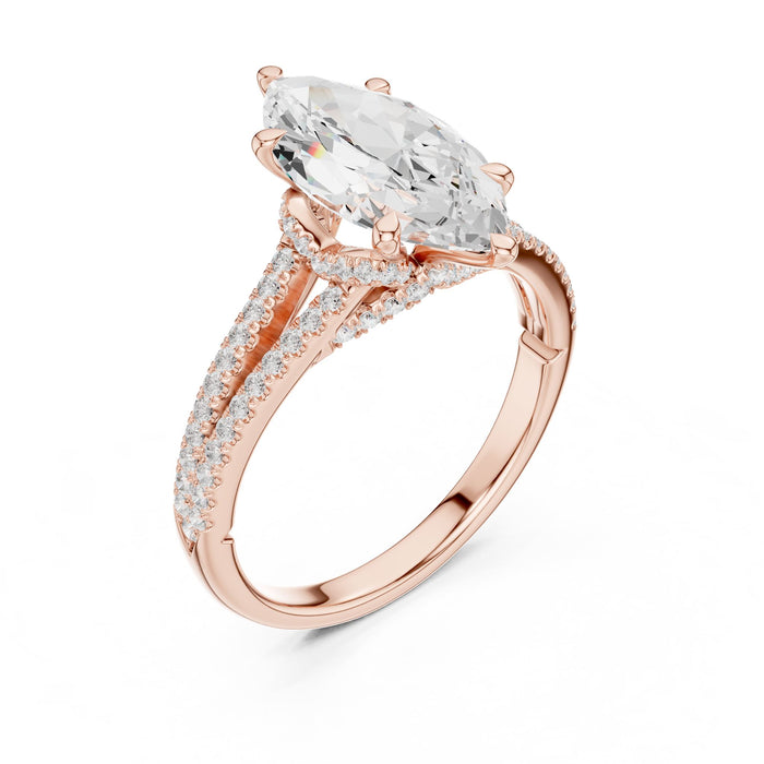 Marquise Lab Grown Diamond Split-Shank Engagement Ring rose gold video
