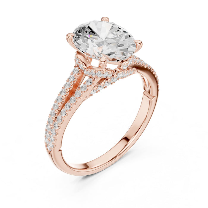 Oval Lab Grown Diamond Split-Shank Engagement Ring rose gold video
