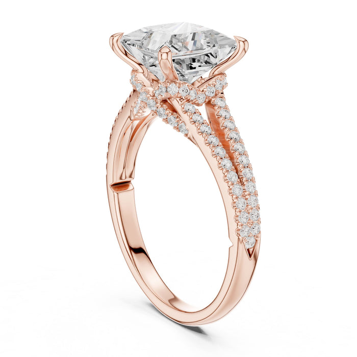Princess Lab Grown Diamond Split-Shank Engagement Ring yellow gold video
