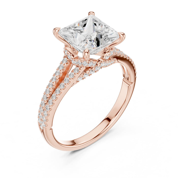 Princess Lab Grown Diamond Split-Shank Engagement Ring rose gold video