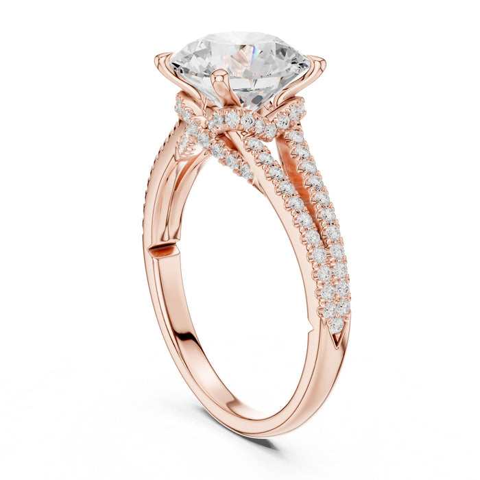 Round Lab Grown Diamond Split-Shank Engagement Ring yellow gold video