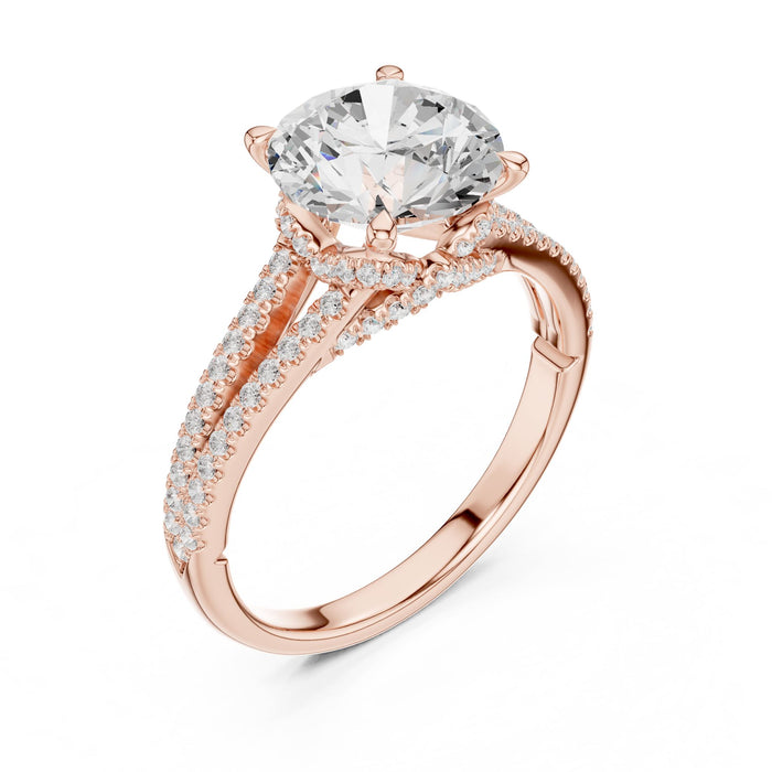 Round Lab Grown Diamond Split-Shank Engagement Ring rose gold video