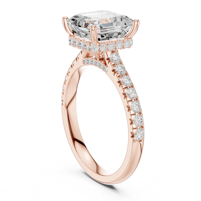 Princess Lab Grown Diamond Hidden-Halo Engagement Ring yellow gold video