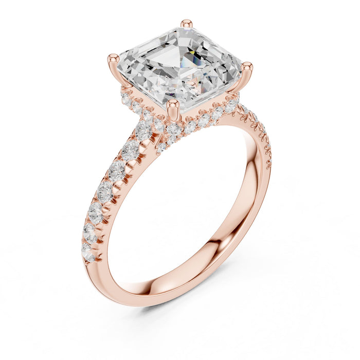 Princess Lab Grown Diamond Hidden-Halo Engagement Ring rose gold video