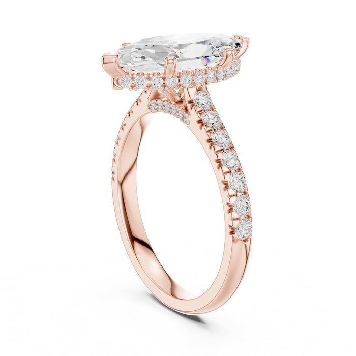 Marquise Lab Grown Diamond Halo Engagement Ring yellow gold video