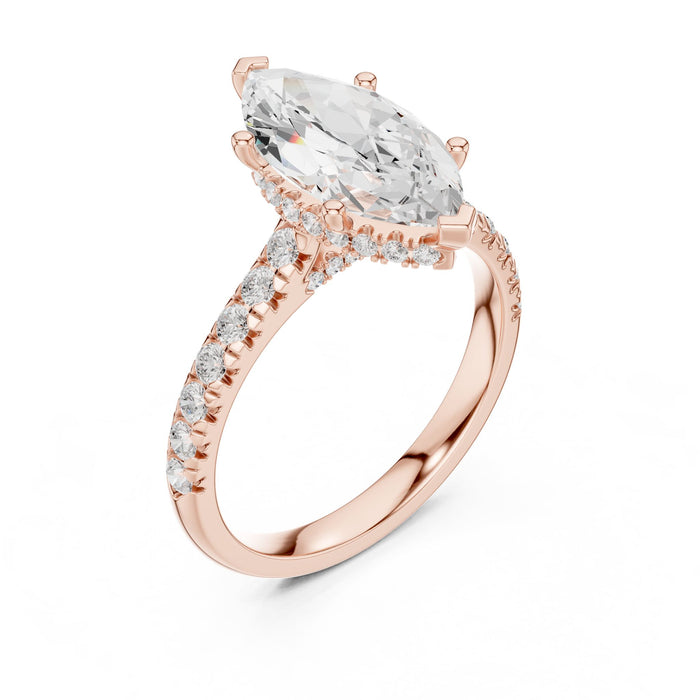 Marquise Lab Grown Diamond Halo Engagement Ring rose gold video
