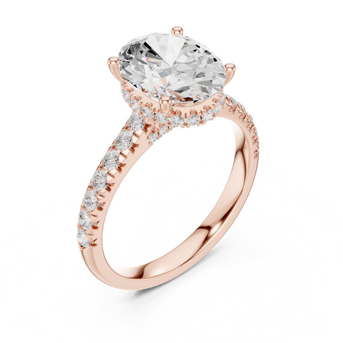 Oval Lab Grown Diamond Halo Engagement Ring rose gold video