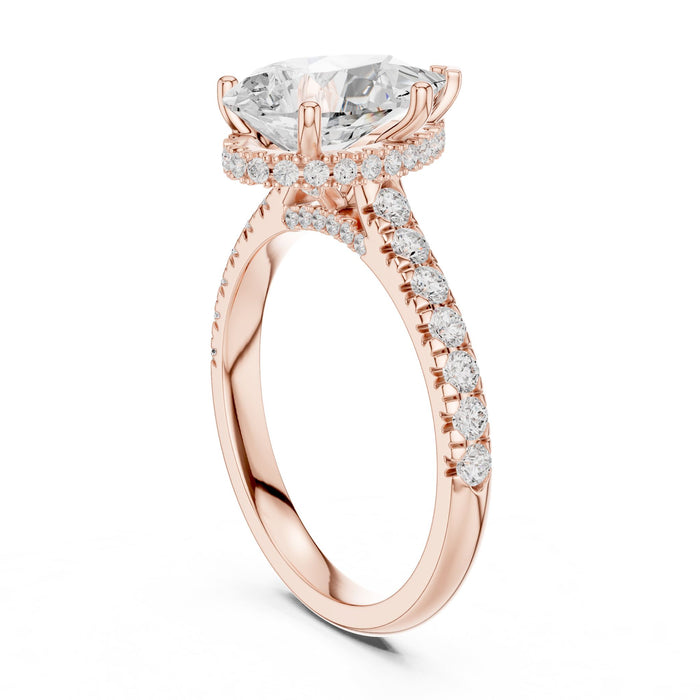 Pear Lab Grown Diamond Halo Engagement Ring yellow gold video