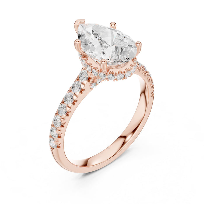 Pear Lab Grown Diamond Halo Engagement Ring rose gold video