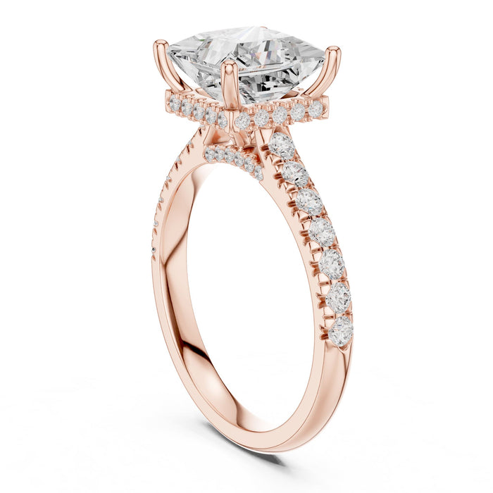 Princess Lab Grown Diamond Halo Engagement Ring yellow gold video
