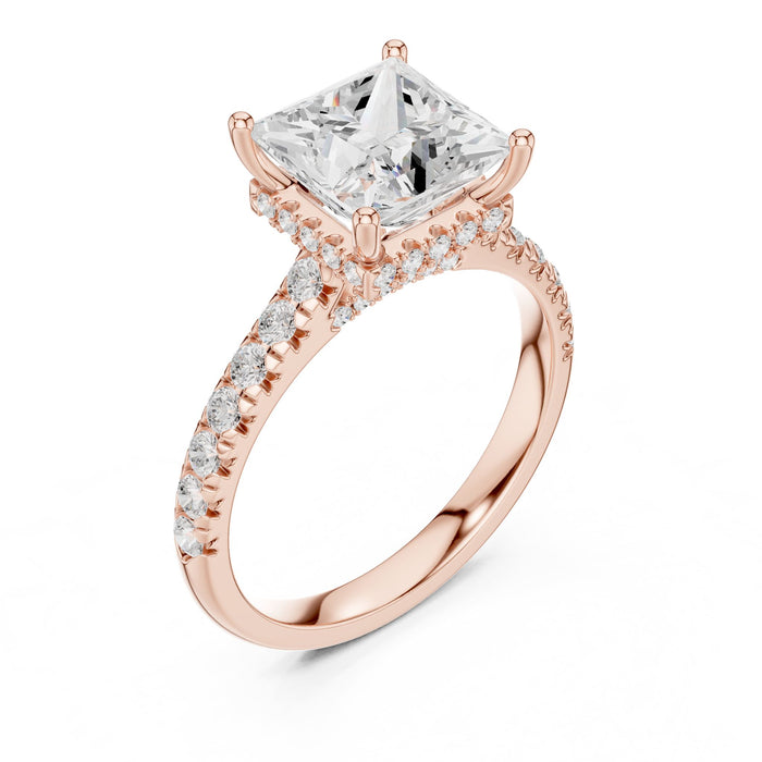 Princess Lab Grown Diamond Halo Engagement Ring rose gold video