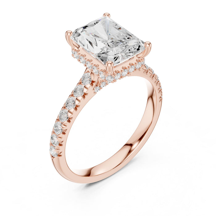 Radiant Lab Grown Diamond Halo Engagement Ring rose gold video