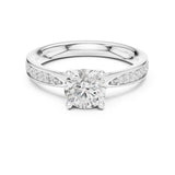 Round Lab Grown Diamond Cathedral Engagement Ring