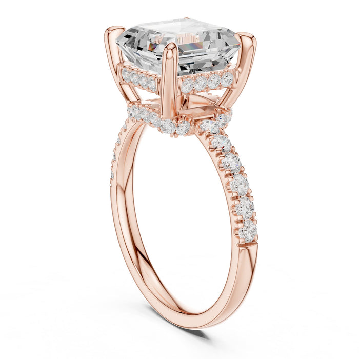 Asscher Lab Grown Diamond Hidden-Halo Engagement Ring yellow gold video
